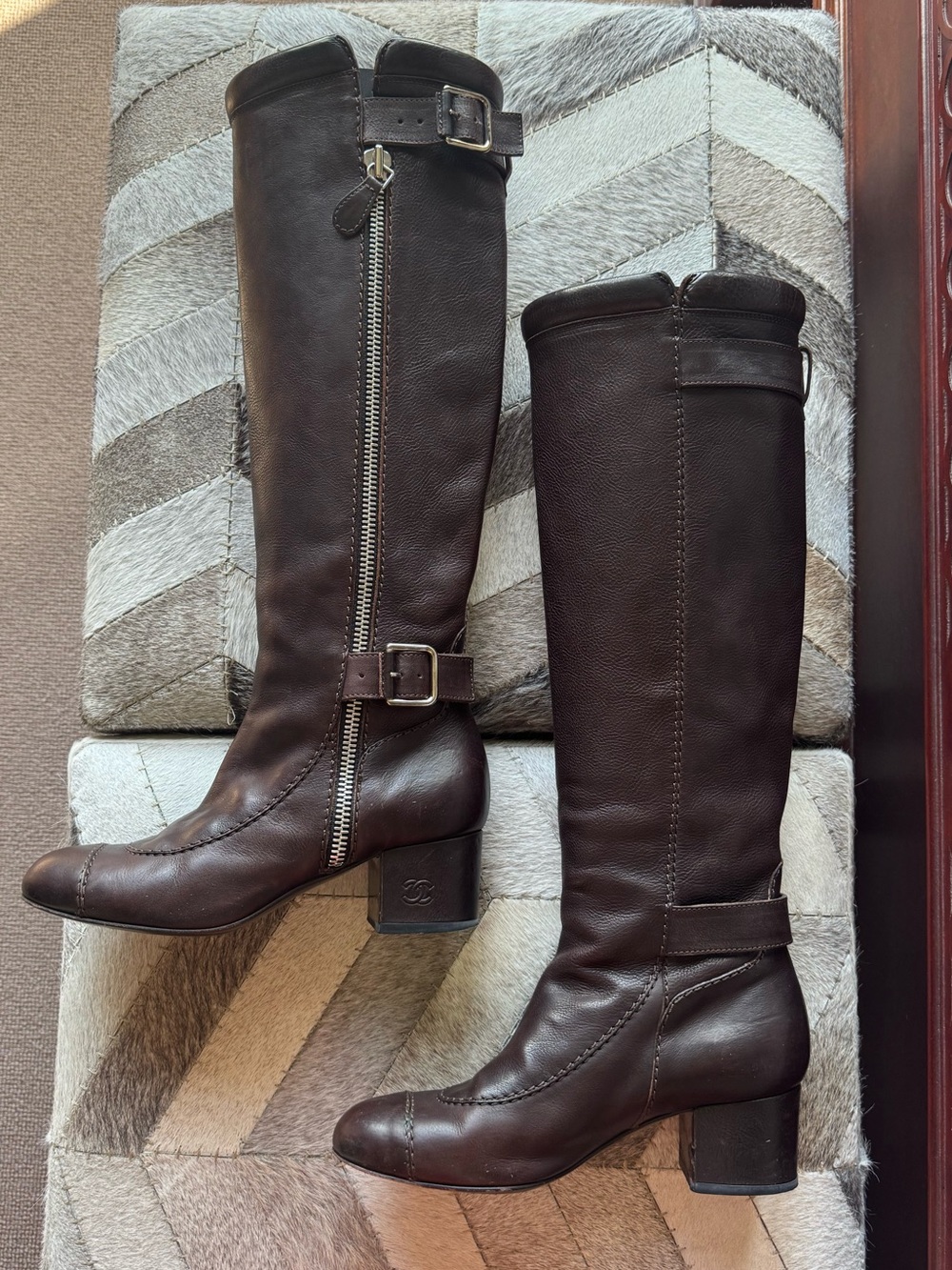 Chanel Brown Leather Riding Boots - Vintage
